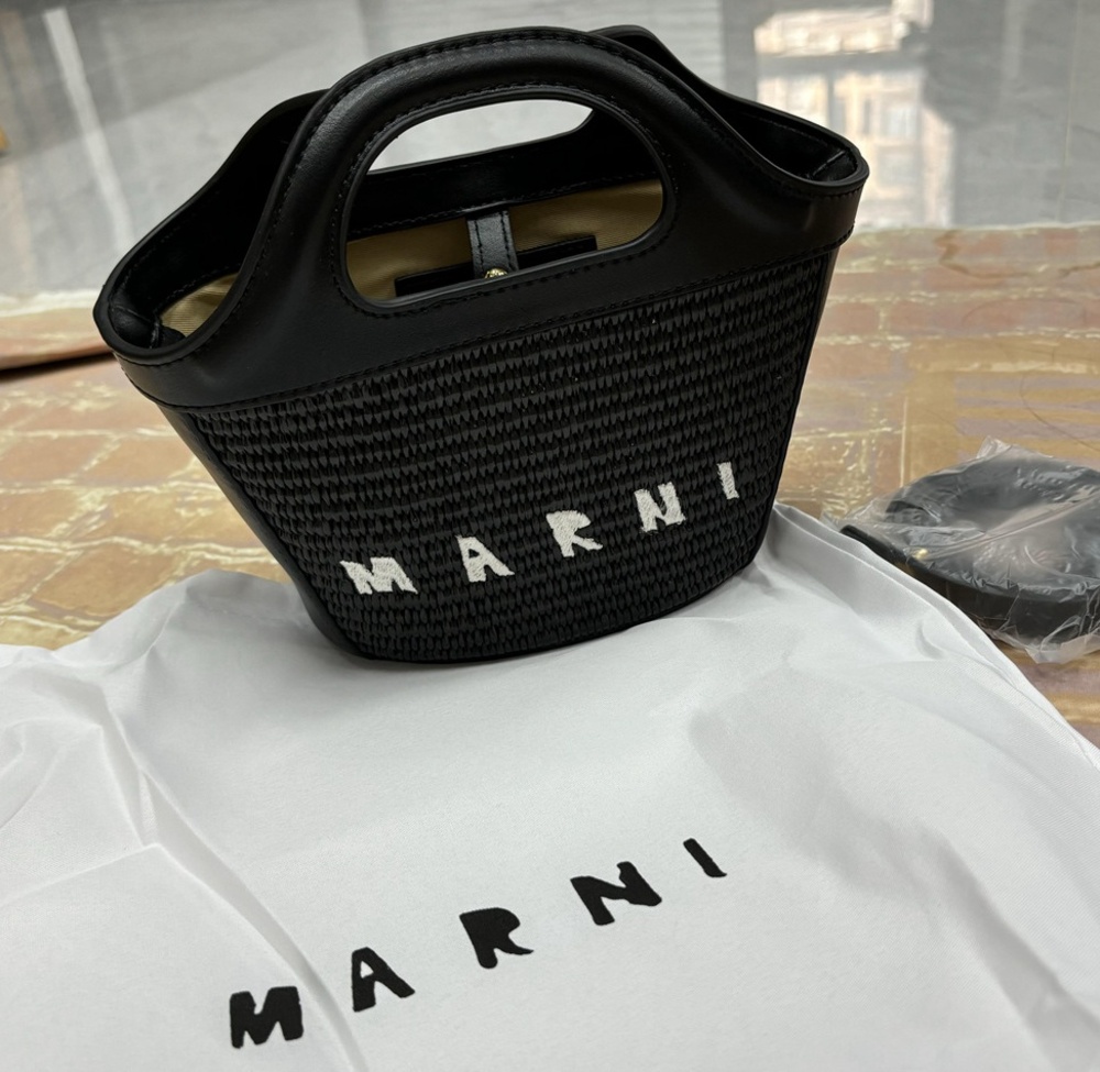 Marni - All-Black - Straw Bag - Mini Shoulder Bag